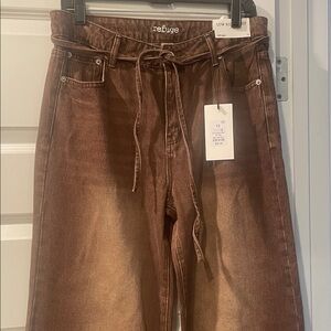 Refuge Chocolate Tie-Belt Jeans